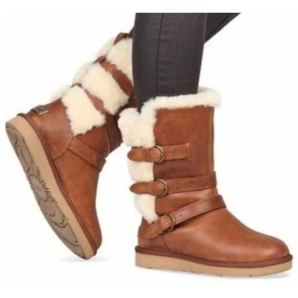 UGG Becket "Chestnut" Leather Winter Boot Size 6 - Picture 1 of 7
